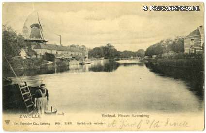 ansichtkaart: Zwolle, Eeckwal. Nieuwe Havenbrug