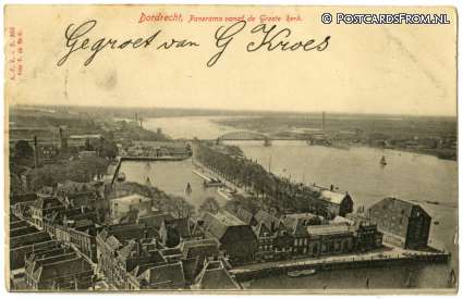 ansichtkaart: Dordrecht, Panorama vanaf de Groote kerk