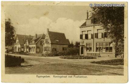 ansichtkaart: Appingedam, Koningstraat met Postkantoor