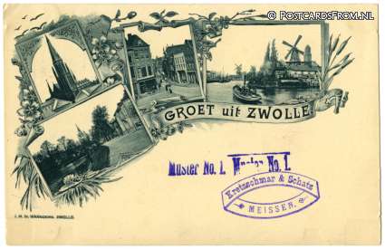 ansichtkaart: Zwolle, Groet uit