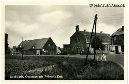 ansichtkaart: Dordrecht Dubbeldam, Oudendijk met Rehoboth-Kerk