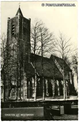 ansichtkaart: Westbroek, Groeten uit. Kerk