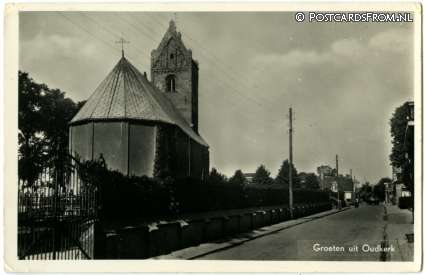 ansichtkaart: Oudkerk, Groeten uit