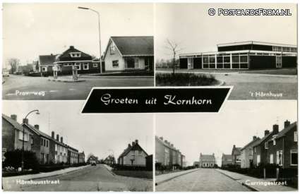 ansichtkaart: Kornhorn, Prov. weg - Hornhuus - Hornhuusstraat - Curringestraat