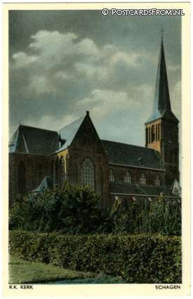 ansichtkaart: Schagen, R.K. Kerk