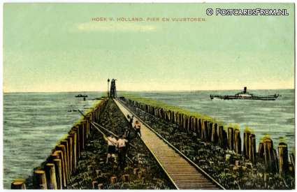 ansichtkaart: Hoek van Holland, Pier en Vuurtoren
