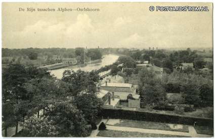 ansichtkaart: Alphen aan den Rijn, De Rijn tusschen Alphen - Oudshoorn