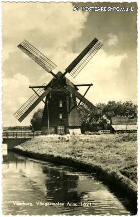 ansichtkaart: Voorburg, Vliegermolen Anno 1621