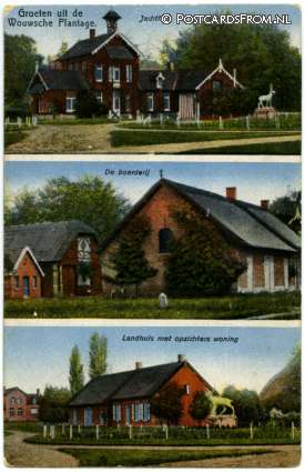 ansichtkaart: Wouwse Plantage, Jachthuis - De boerderij - Landhuis met opzichters woning