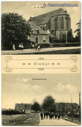 ansichtkaart: Drempt, R.K. Kerk - Keppelscheweg