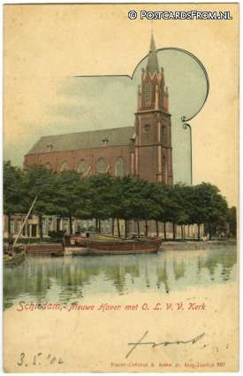 ansichtkaart: Schiedam, Nieuwe Haven met O.L.V.V. Kerk