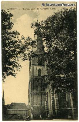 ansichtkaart: Weesp, Toren van de Groote Kerk