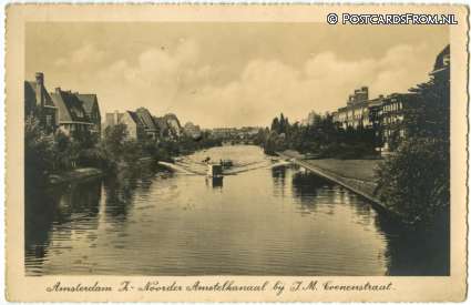 ansichtkaart: Amsterdam, Zuid. Noorder Amstelkanaal bij J.M. Coenenstraat
