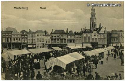 ansichtkaart: Middelburg, Markt