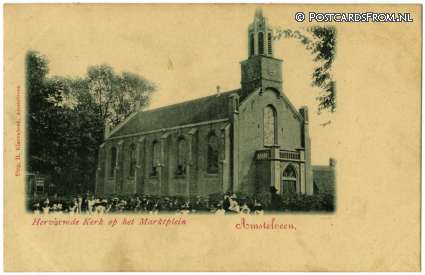 ansichtkaart: Amstelveen, Hervormde Kerk op het Marktplein