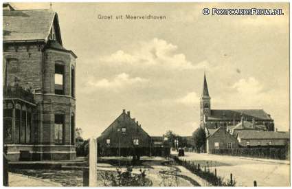 ansichtkaart: Veldhoven, Meerveldhoven. Groet uit. Kerk