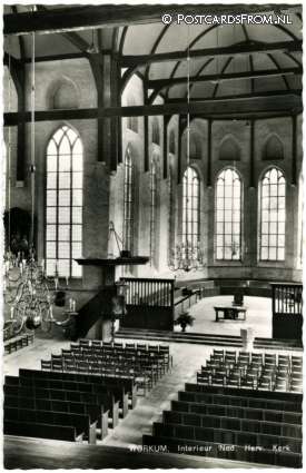 ansichtkaart: Workum, Interieur Ned. Herv. Kerk