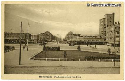 ansichtkaart: Rotterdam, Mathenesserplein met Brug
