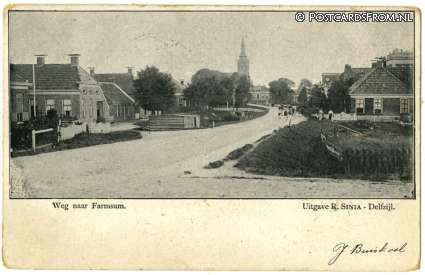 ansichtkaart: Delfzijl, Weg naar Farmsum