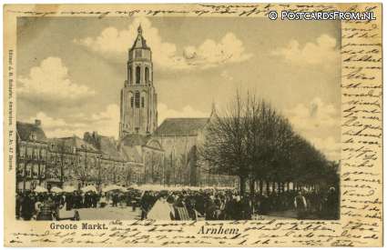 ansichtkaart: Arnhem, Groote Markt