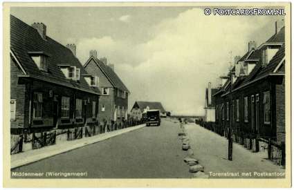 ansichtkaart: Middenmeer, Torenstraat met Postkantoor