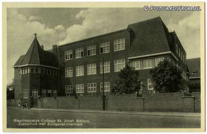 ansichtkaart: Sittard, Bisschoppelijk College St. Jozef. Zusterhuis Zuidgevel-Internaat
