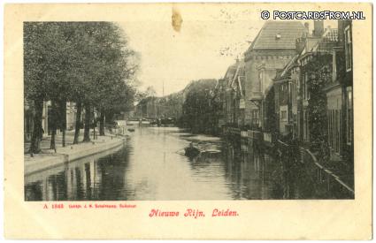 ansichtkaart: Leiden, Nieuwe Rijn