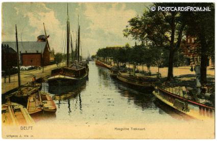 Delft, Haagsche Trekvaart ansichtkaart: Delft, Haagsche Trekvaart