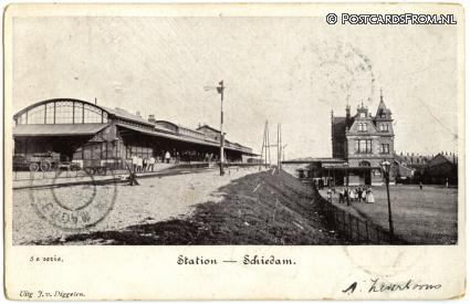 ansichtkaart: Schiedam, Station