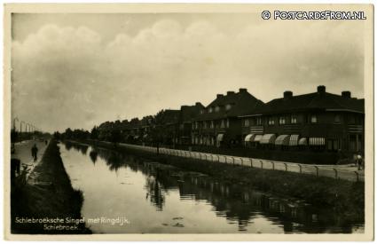 ansichtkaart: Schiebroek, Schiebroeksche Singel met Ringdijk