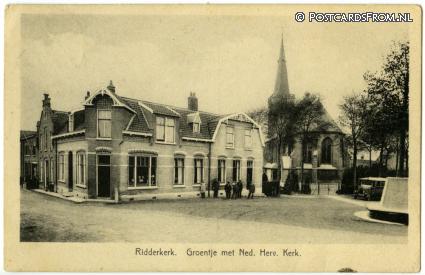 ansichtkaart: Ridderkerk, Groentje met Ned. Herv. Kerk