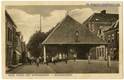 Schoonhoven, Oude Haven met Waaggebouw ansichtkaart: Schoonhoven, Oude Haven met Waaggebouw
