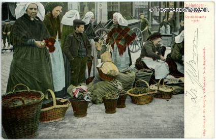 ansichtkaart: 's-Hertogenbosch, Op de Bossche markt