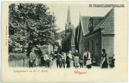 ansichtkaart: Uitgeest, Langebuurt en R.C. Kerk