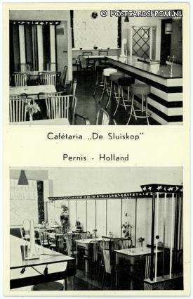 Pernis, Cafetaria 'De Sluiskop', Nieuwendijk 2 ansichtkaart: Pernis, Cafetaria 'De Sluiskop', Nieuwendijk 2