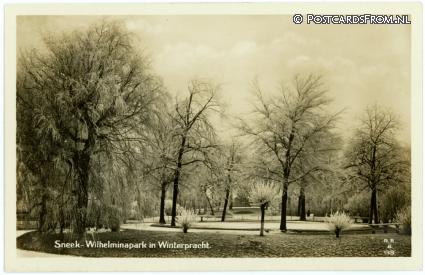 ansichtkaart: Sneek, Wilhelminapark in Winterpracht