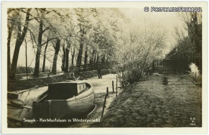 Sneek, Kerkhofslaan in Winterpracht ansichtkaart: Sneek, Kerkhofslaan in Winterpracht