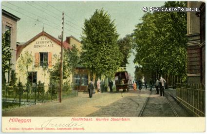 ansichtkaart: Hillegom, Hoofdstraat. Remise Stoomtram
