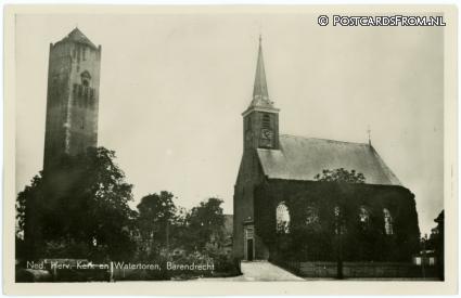 ansichtkaart: Barendrecht, Ned. Herv. Kerk en Watertoren