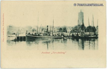ansichtkaart: Terschelling West, Postboot 'Terschelling'