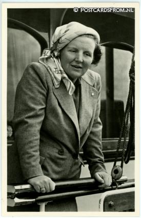ansichtkaart: Terschelling, Prinses Juliana a.b. van de Piet Hein. 24 Juni 1948