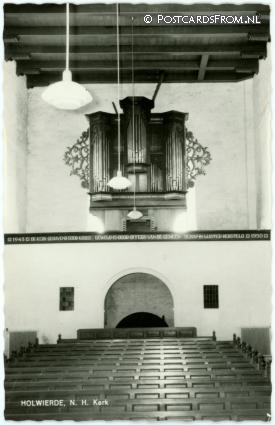 ansichtkaart: Holwierde, N.H. Kerk. Interieur