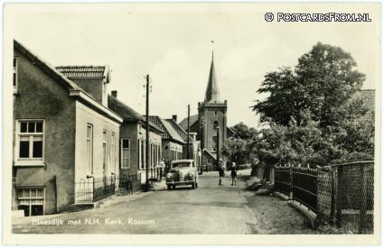 ansichtkaart: Rossum GL, Maasdijk met N.H. Kerk