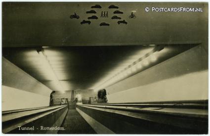 ansichtkaart: Rotterdam, Tunnel. Roltrappen