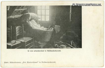 ansichtkaart: Hollandscheveld, In een arbeidershut