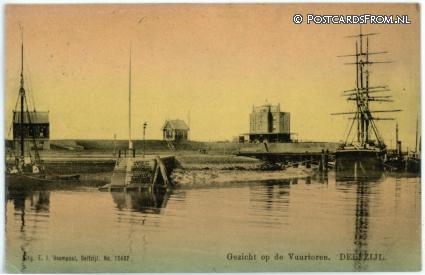 ansichtkaart: Delfzijl, Gezicht op de Vuurtoren
