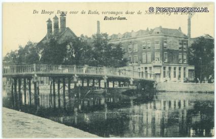 ansichtkaart: Rotterdam, De Hooge Brug over de Rotte, vervangen door de Noorderbrug 1896