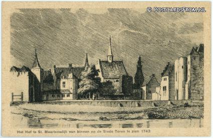 ansichtkaart: Sint Maartensdijk, Het Hof van binnen op de Stads Toren te zien 1743