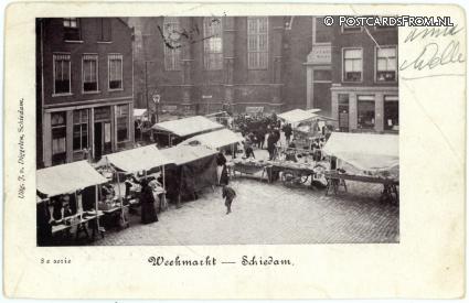 ansichtkaart: Schiedam, Weekmarkt