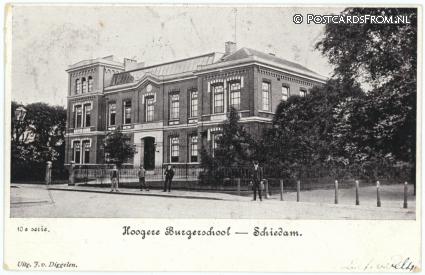 ansichtkaart: Schiedam, Hoogere Burgerschool